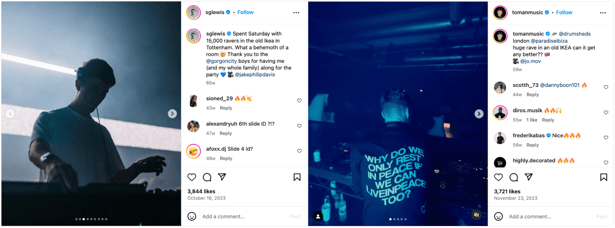 Instagram Posts of DJs at an IKEA Rave