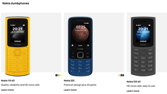 Nokia lineup of dumb phones